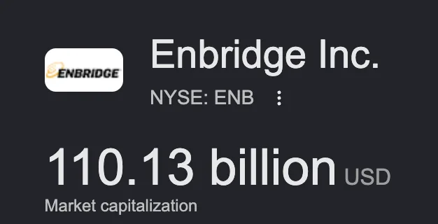 Fiche boursière d’Enbridge Inc., NYSE : ENB, capitalisation de 110,13 milliards de dollars.
